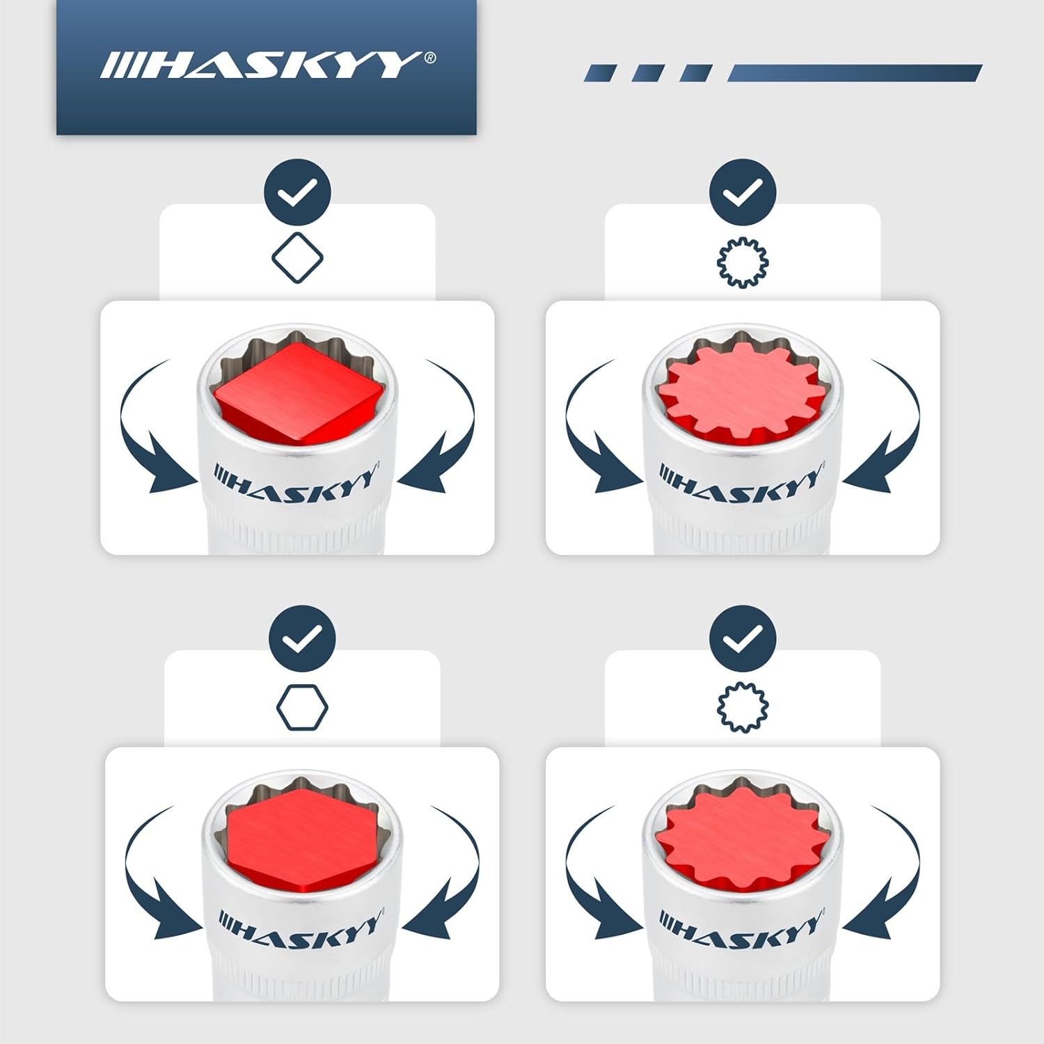 Haskyy - Set di Chiavi a Bussola Esagonali e XZN Torx - immagine 5