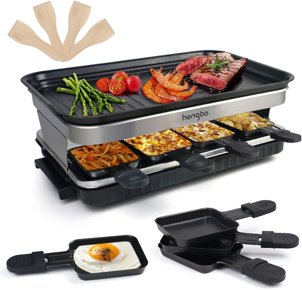 Raclette Grill per 8 Persone 1500W, Nero - immagine 1