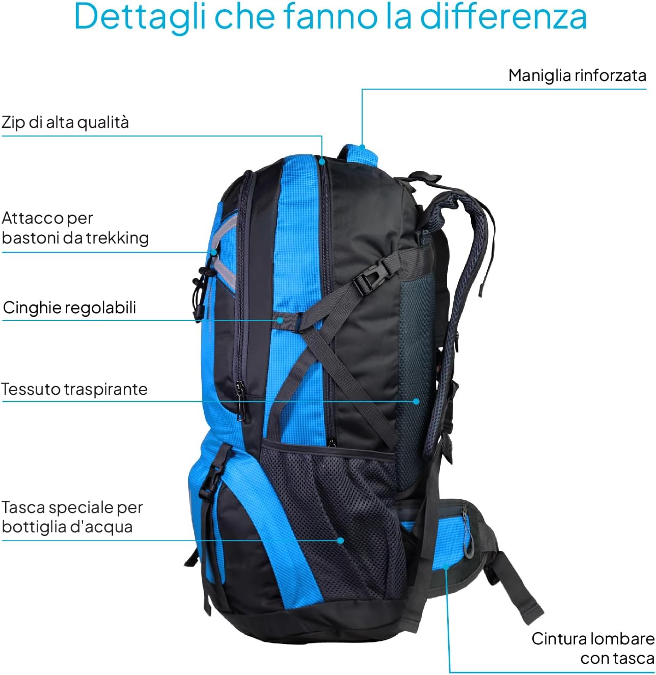 OcioDual Zaino Trekking 60 Litri Blu - immagine 2