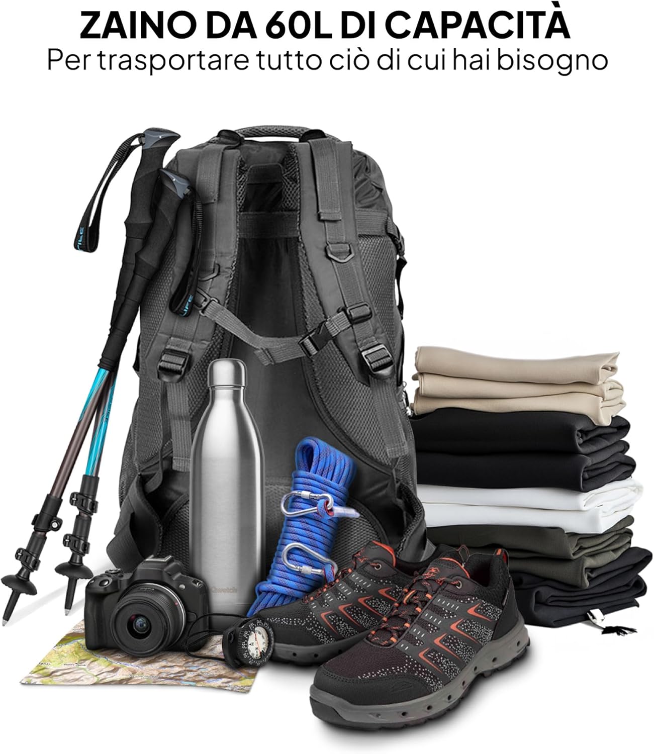OcioDual Zaino Trekking 60 Litri Blu - immagine 5