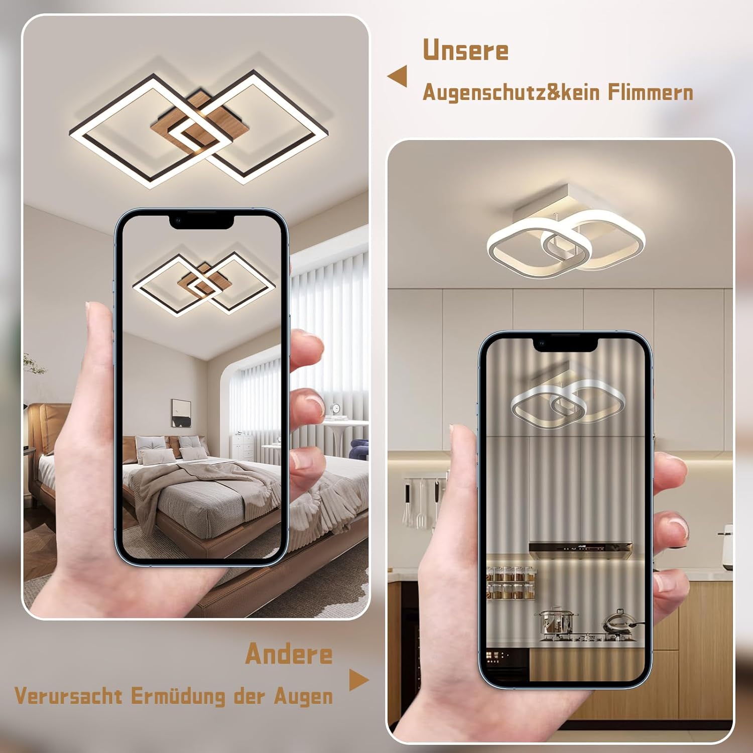 Cbjktx Plafoniera LED Soffitto Nera - Legno 24W - immagine 8