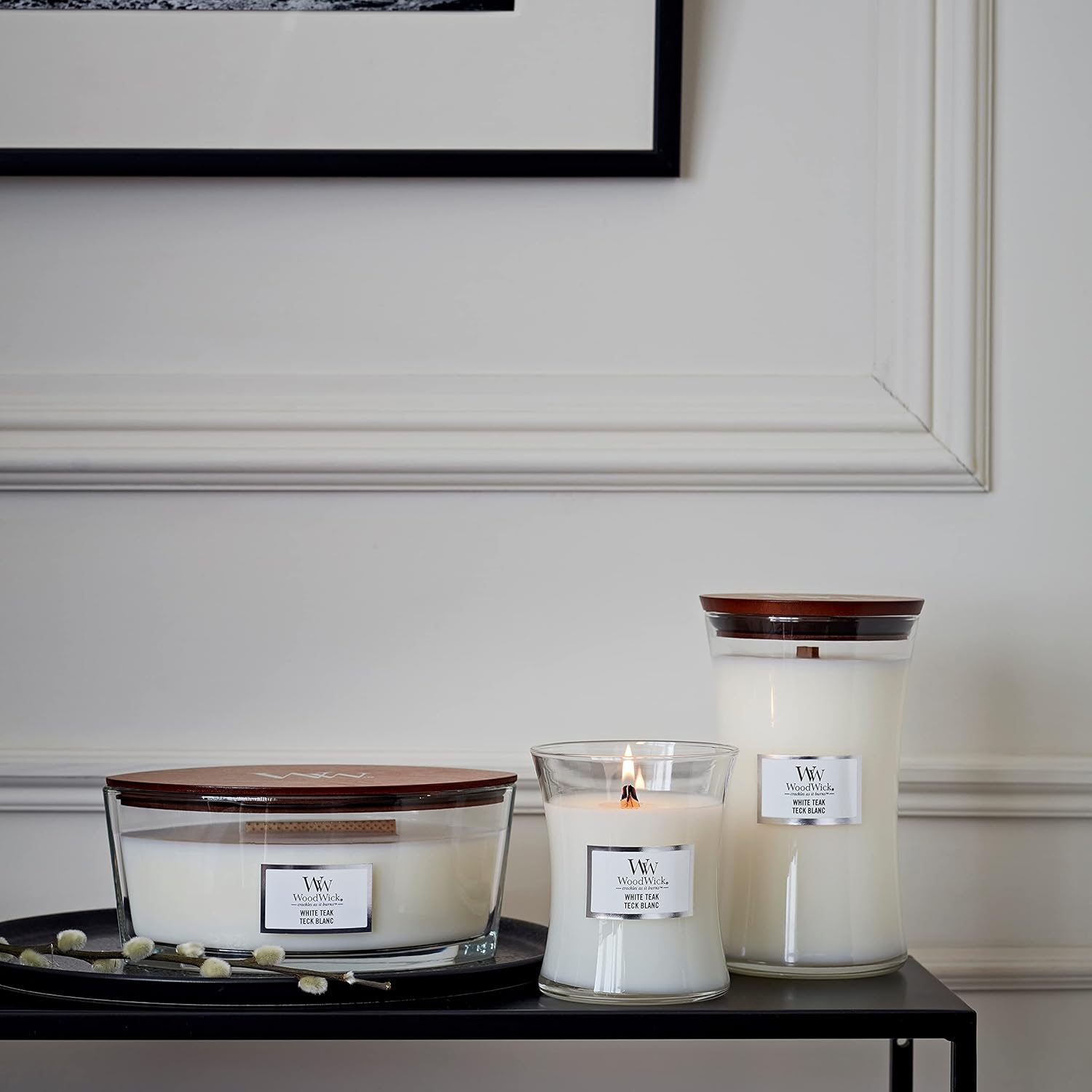 Woodwick Candela Grande Profumata White Teak - immagine 6