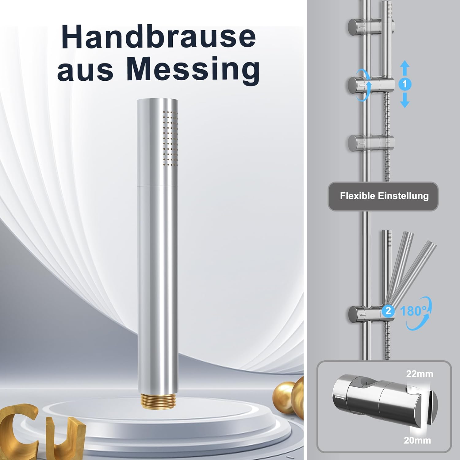 Görbach Colonna Doccia con Soffione Rotondo D20cm, Cromato - immagine 4