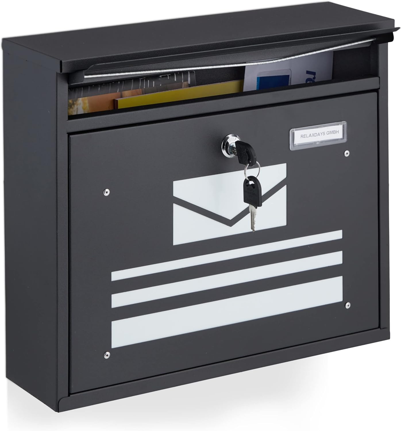 Relaxdays Cassetta della Posta Richiudibile Nera - immagine 1