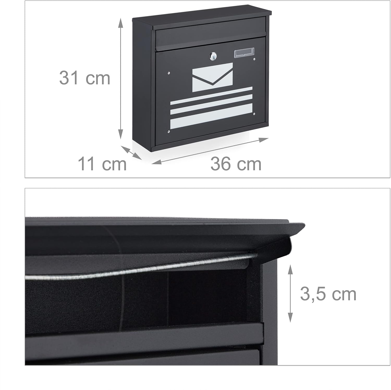 Relaxdays Cassetta della Posta Richiudibile Nera - immagine 4