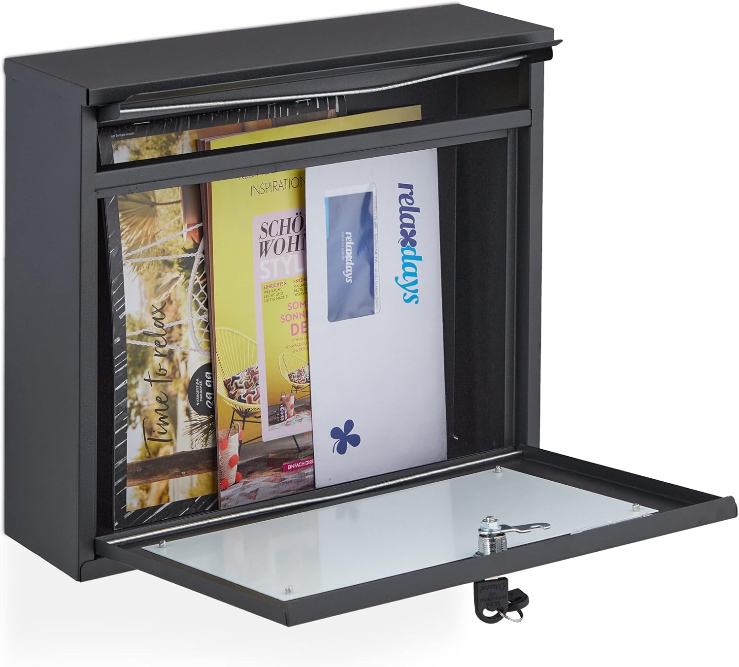 Relaxdays Cassetta della Posta Richiudibile Nera - immagine 6