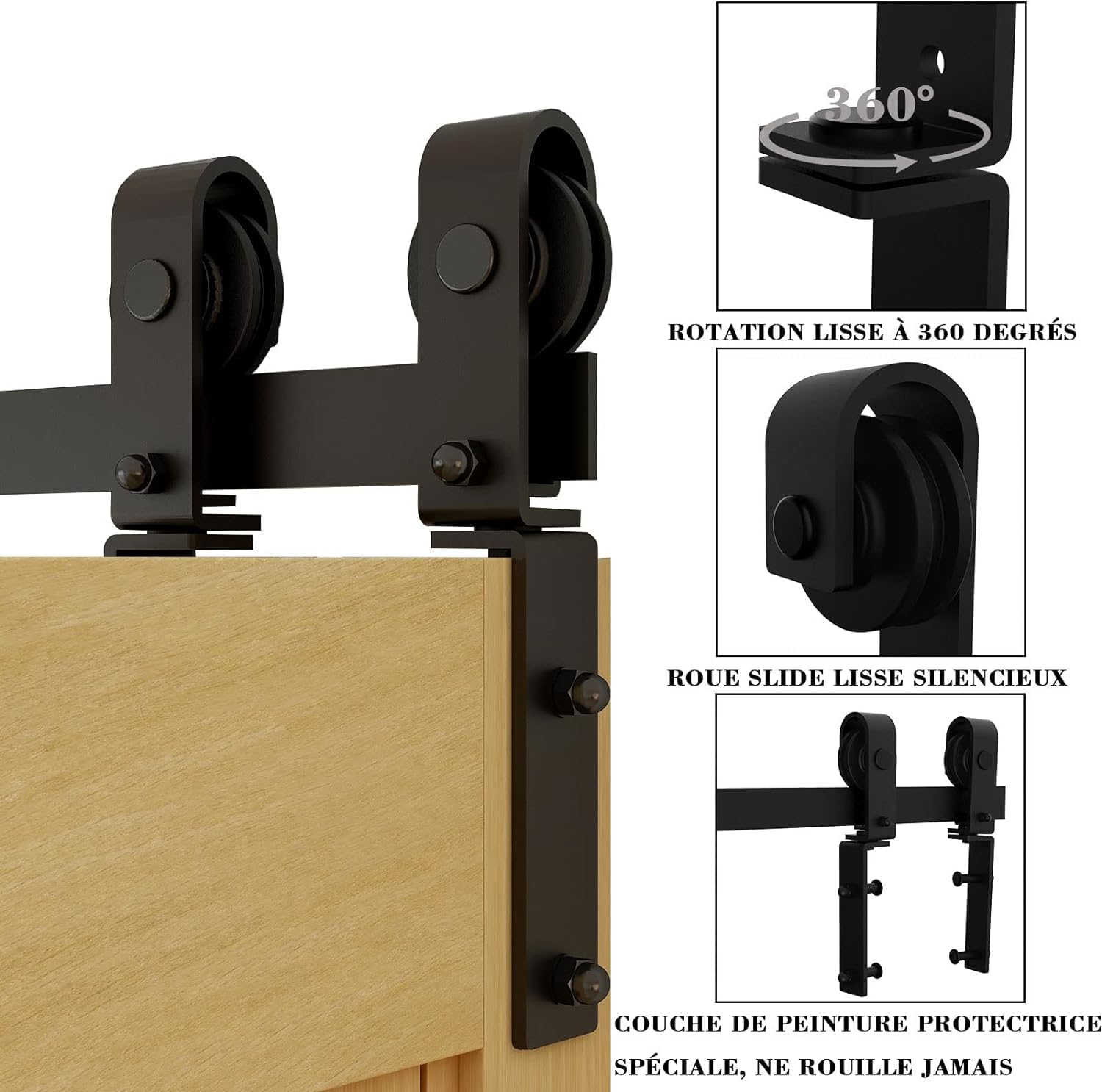 Wolfbird Binario per Porta Scorrevole 2M, Nero Rustico - immagine 3