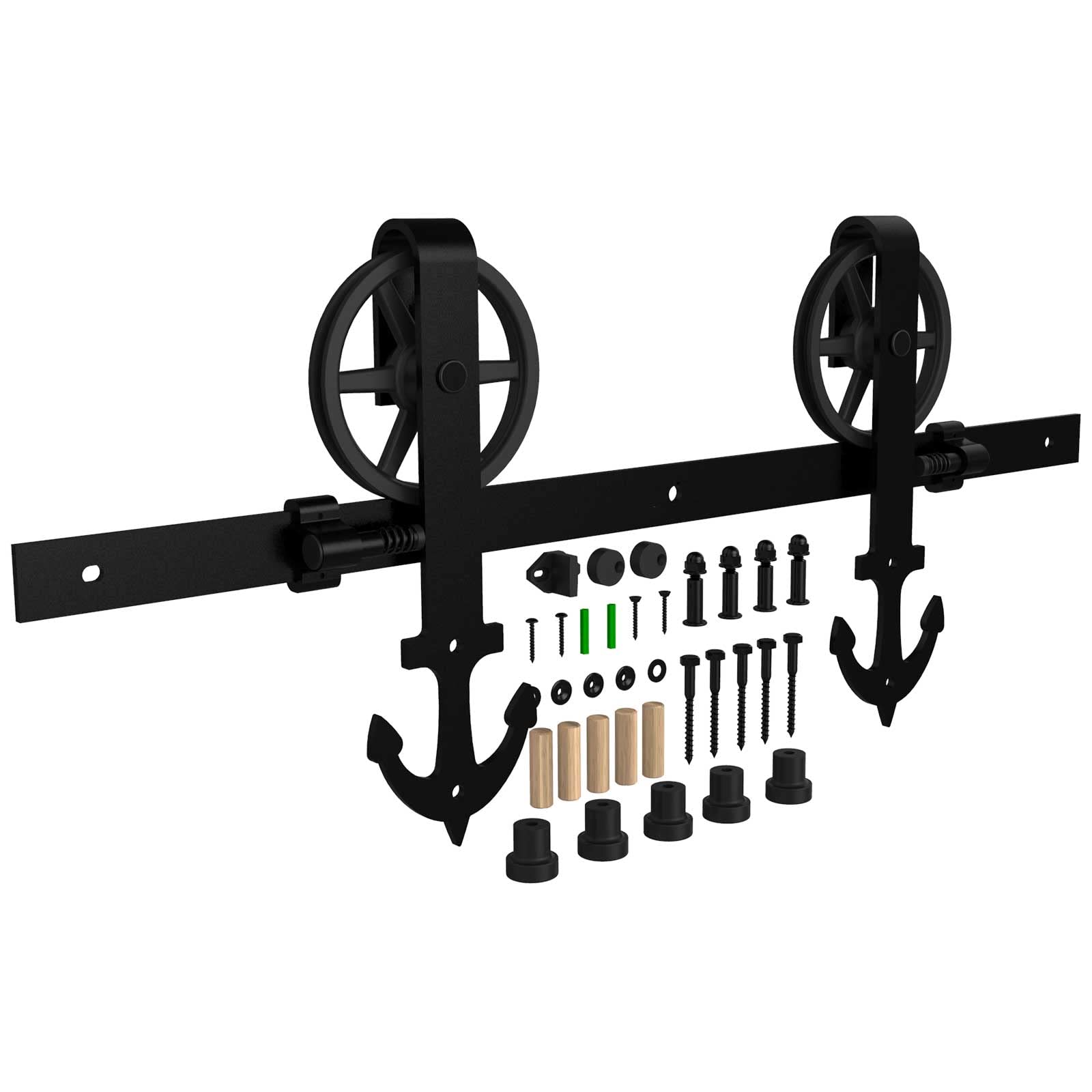 Binario Rulli per Porta Scorrevole 182cm, Nero