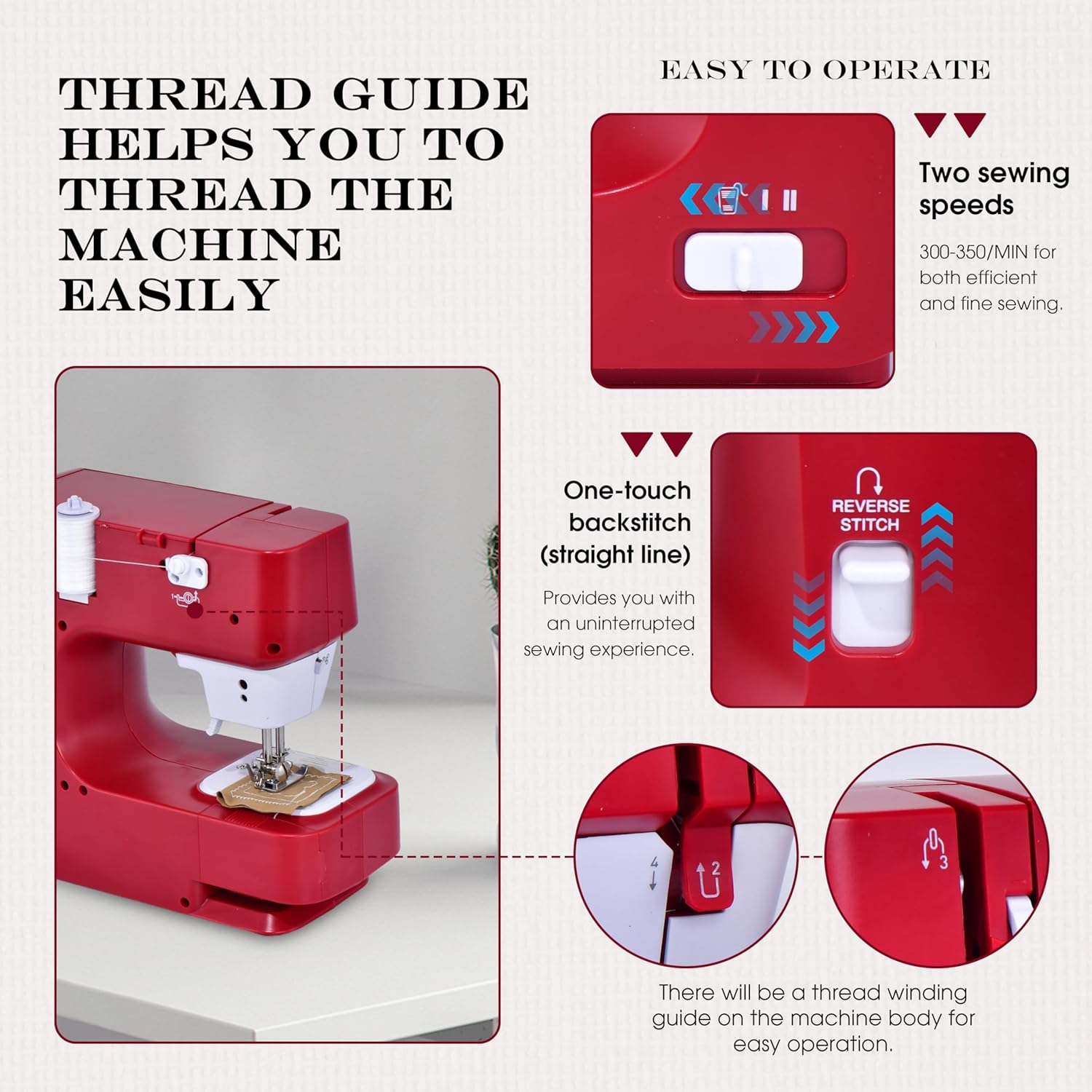 Mini Macchina da Cucire Compatta per Principianti - immagine 5