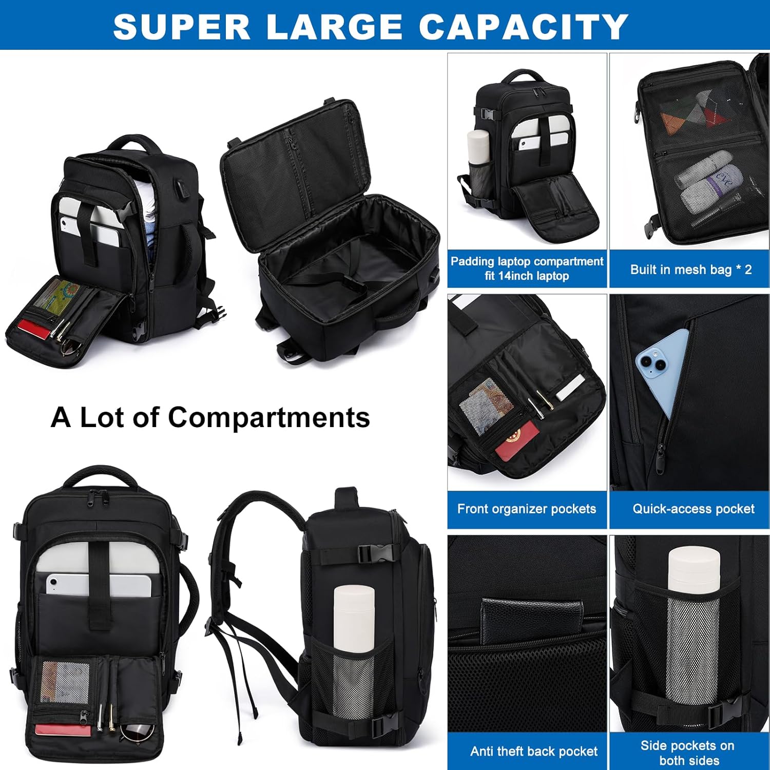 Zaino Ryanair 20L 40x20x25 con Porta PC 14 Pollici - immagine 3