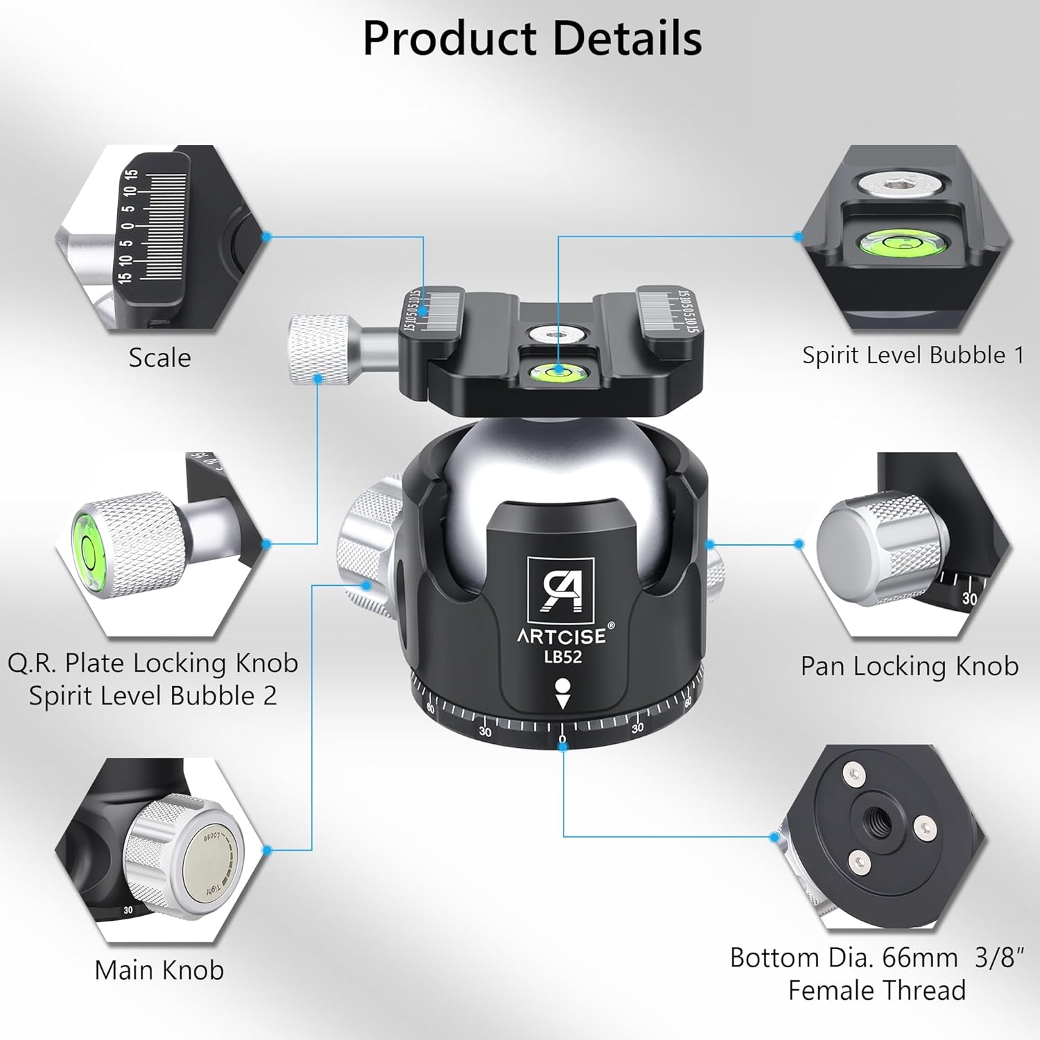 Artcise LB52 - Testa a Sfera Basso Profilo 52mm - immagine 4
