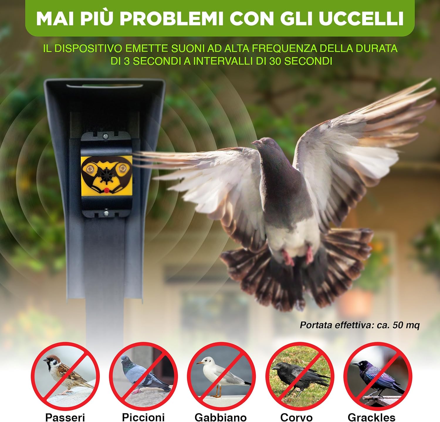 ISOTRONIC Deterrente per Uccelli a Ultrasuoni (3 pezzi) - immagine 2