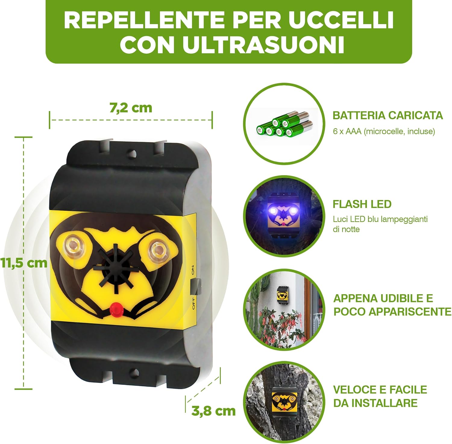 ISOTRONIC Deterrente per Uccelli a Ultrasuoni (3 pezzi) - immagine 7