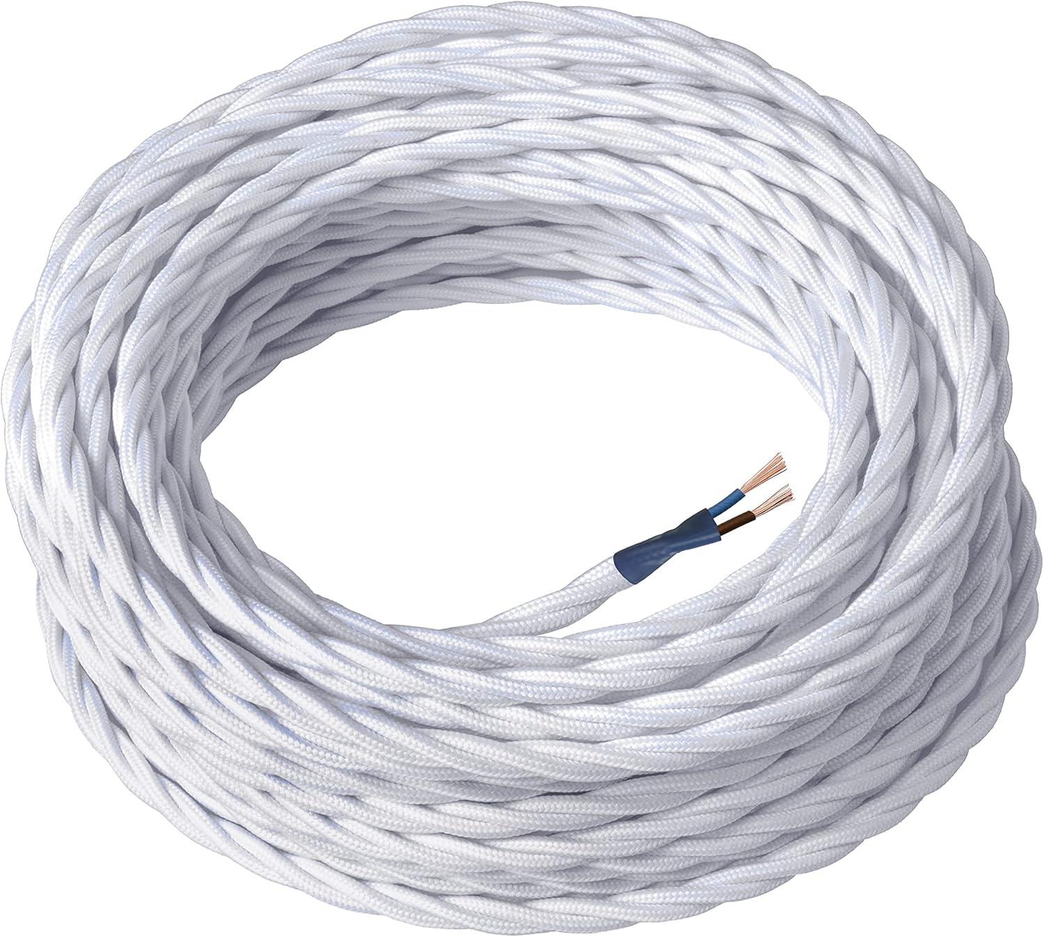 Amarcords - Cavo Elettrico Tessile Trecciato 10 Metri, Bianco