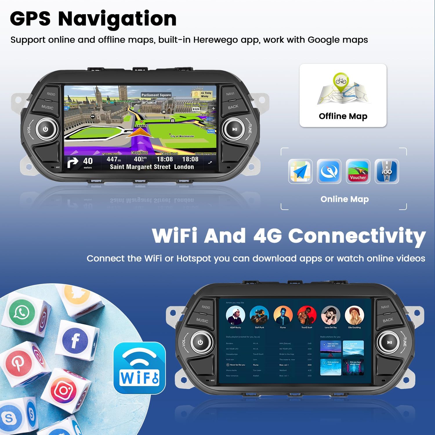 Hikity Autoradio Android 7 Pollici per FIAT TIPO EGEA - immagine 4