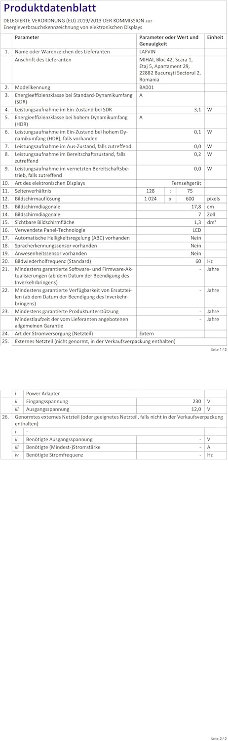 Lafvin 7 pollici IPS LCD Touch Screen 1024×600 - immagine 7
