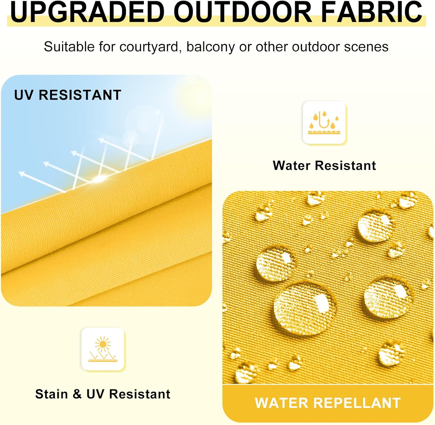 Downluxe Cuscini per Sedia da Esterni 47x40x7cm, Giallo - immagine 3