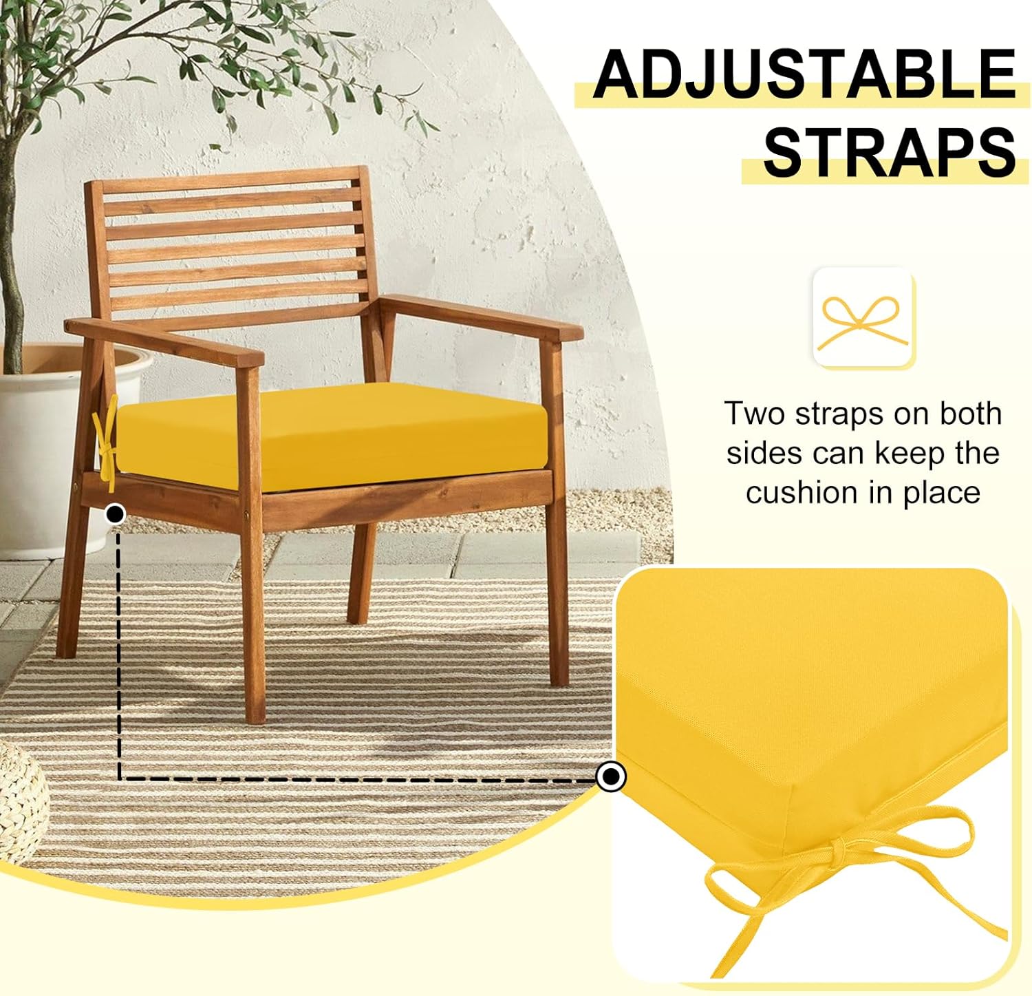 Downluxe Cuscini per Sedia da Esterni 47x40x7cm, Giallo - immagine 4