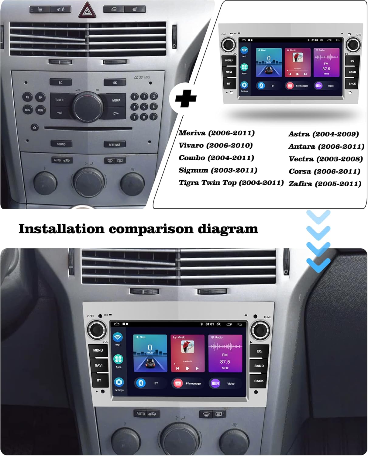 Hikity Autoradio Android 15 per Opel 7" Touchscreen - immagine 2