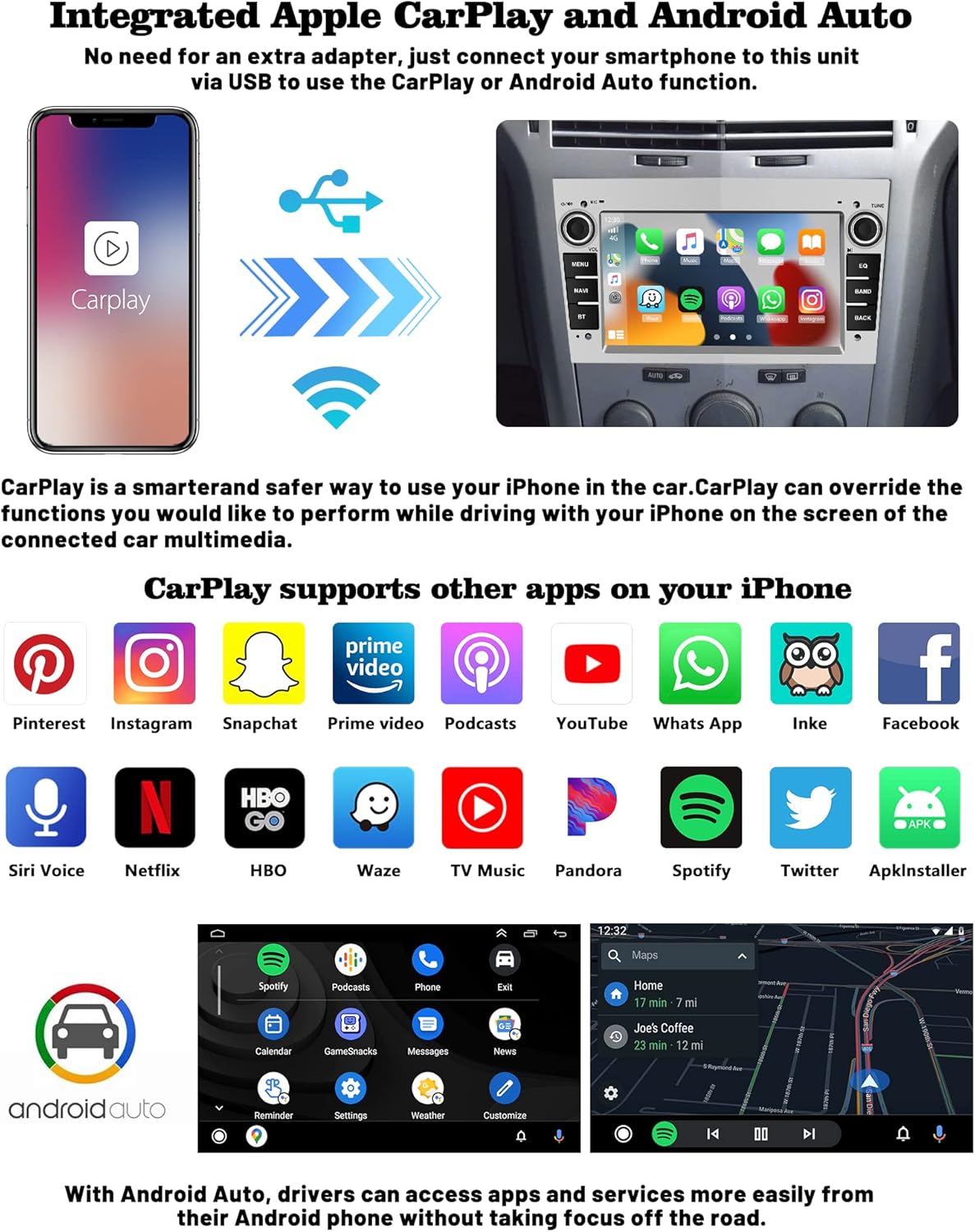 Hikity Autoradio Android 15 per Opel 7" Touchscreen - immagine 3