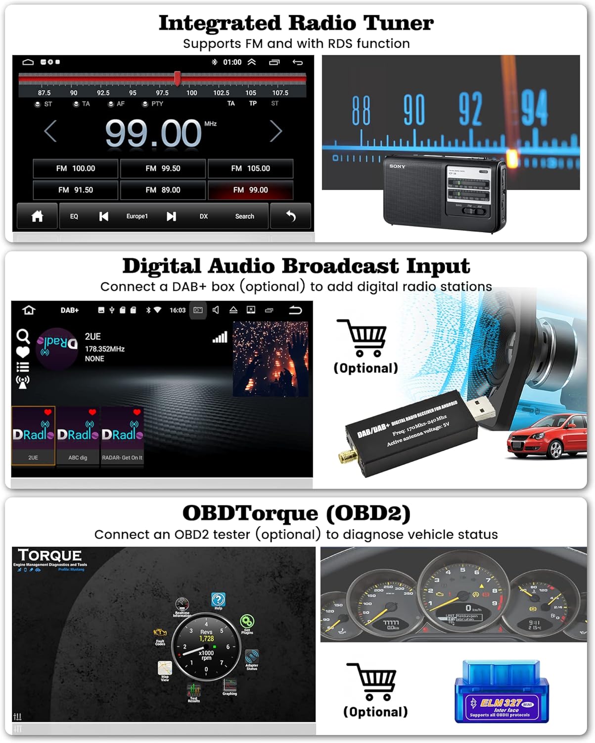 Hikity Autoradio Android 15 per Opel 7" Touchscreen - immagine 6