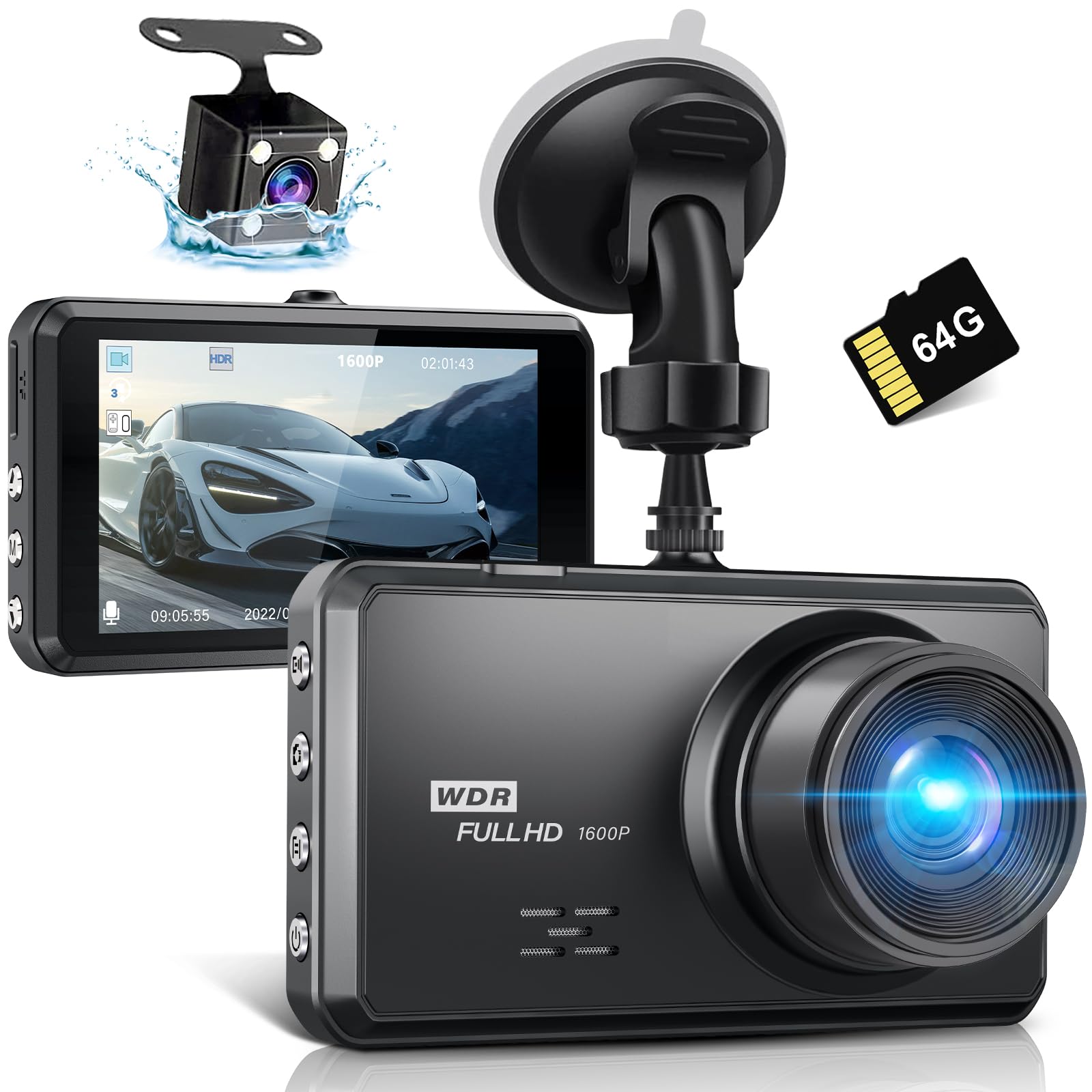 Miden S7 2.5K Doppia Dashcam con SD 64G