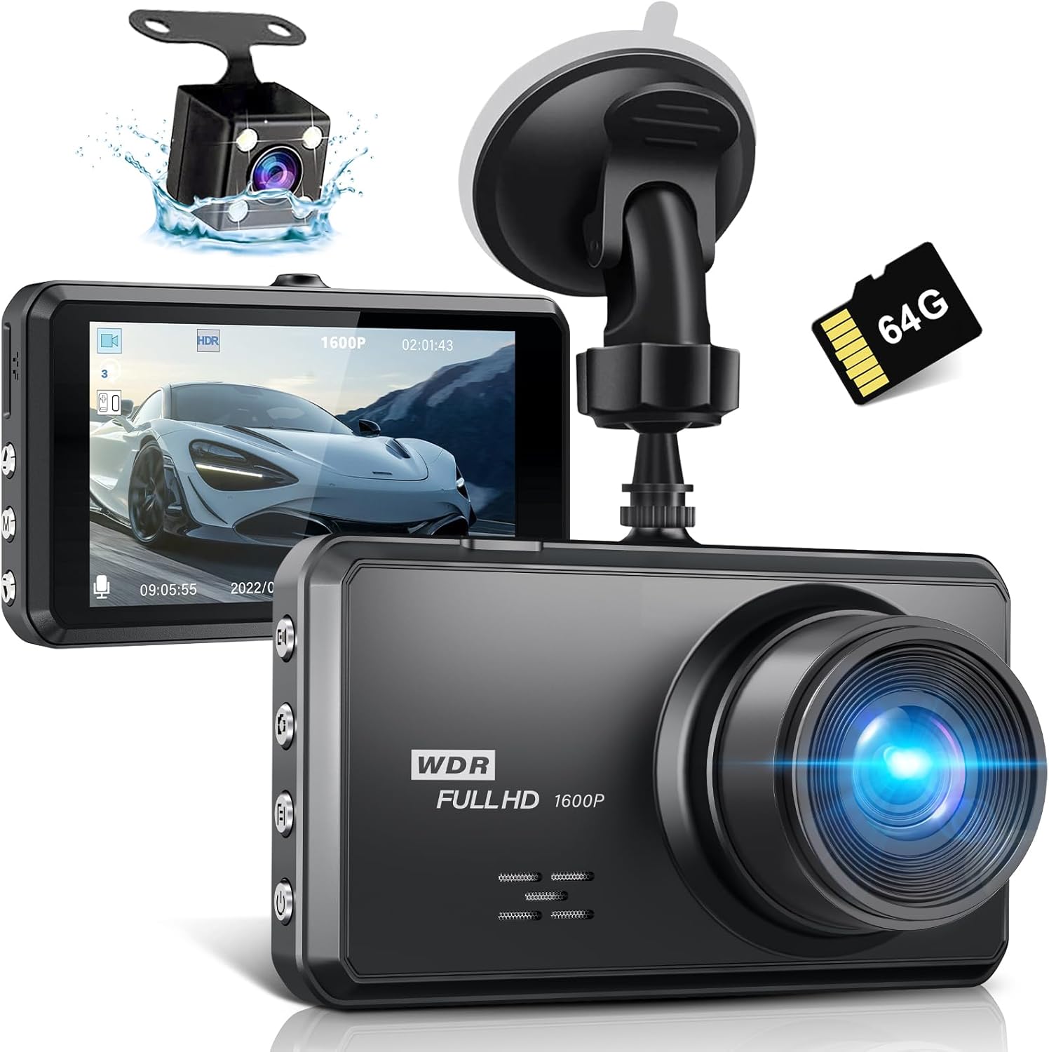 Miden S7 2.5K Doppia Dashcam con SD 64G - immagine 1
