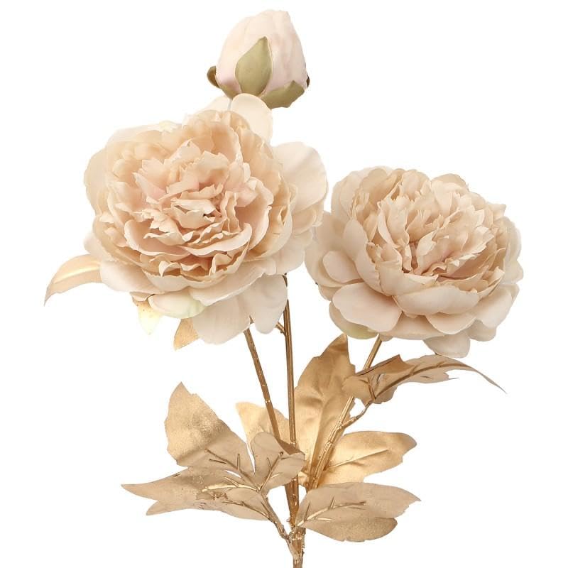 Drw Set 12 Rami Decorativi con Fiori Artificiali, Oro