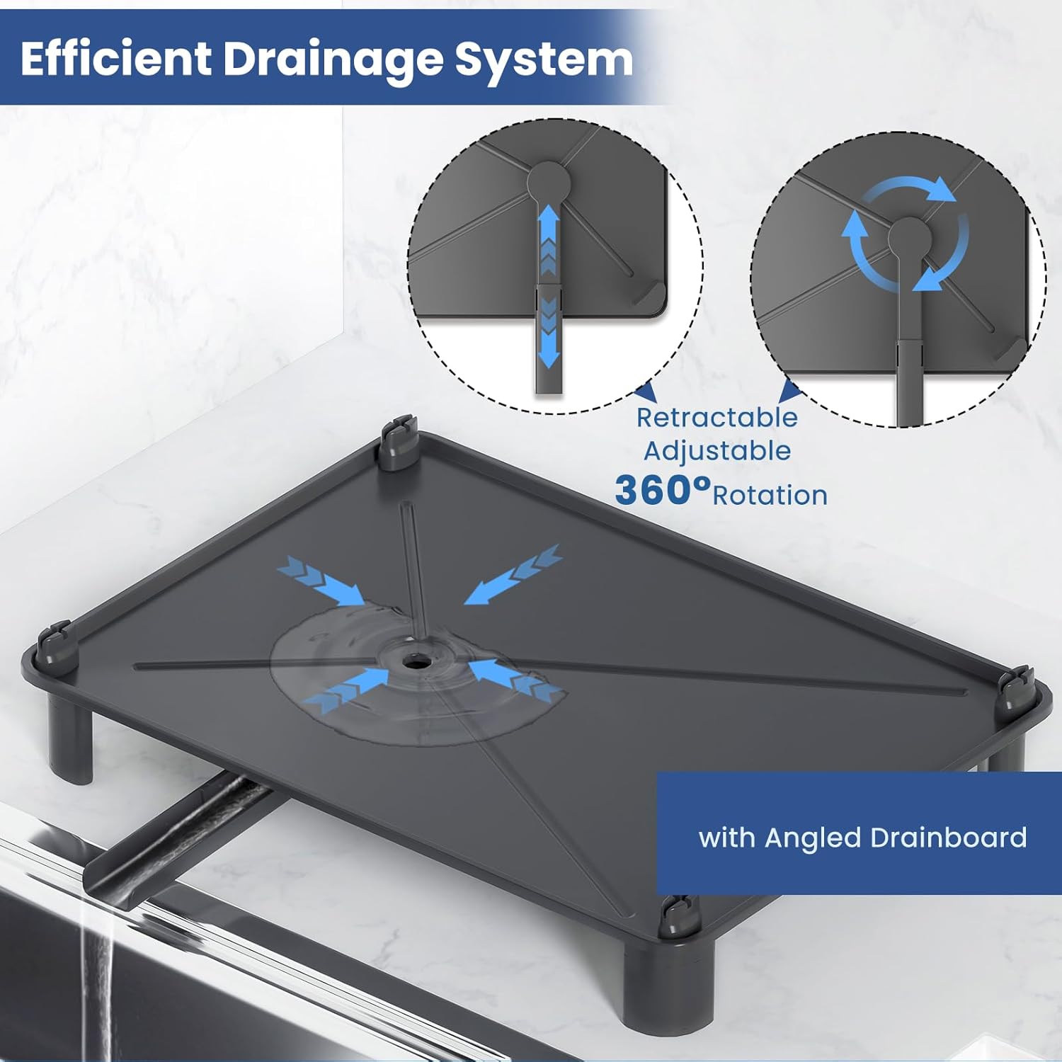 Scolapiatti Salvaspazio con Portaposate, Nero - immagine 6