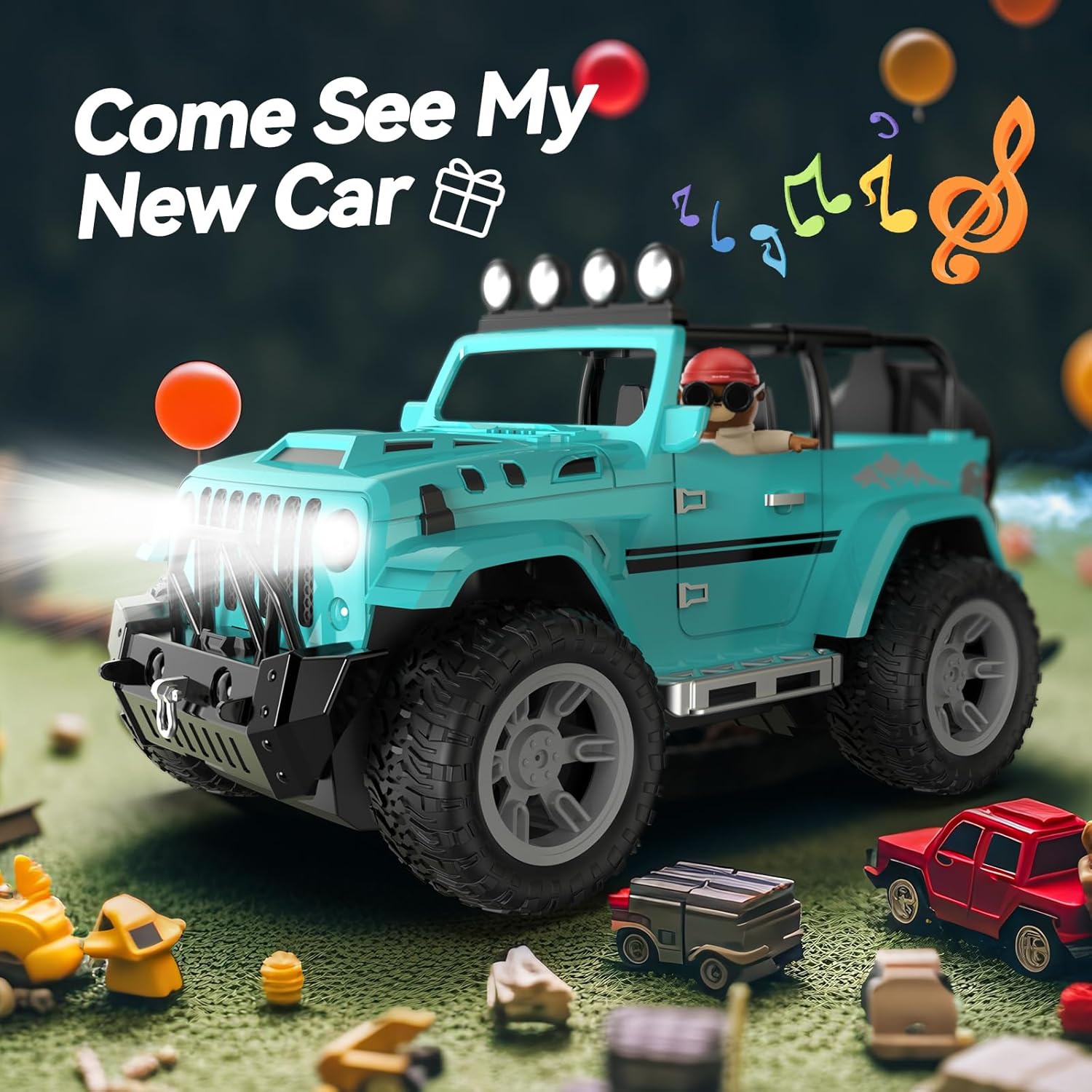 DEERC Auto Jeep Telecomandata 1:16 con Nebbia e Musica - immagine 2
