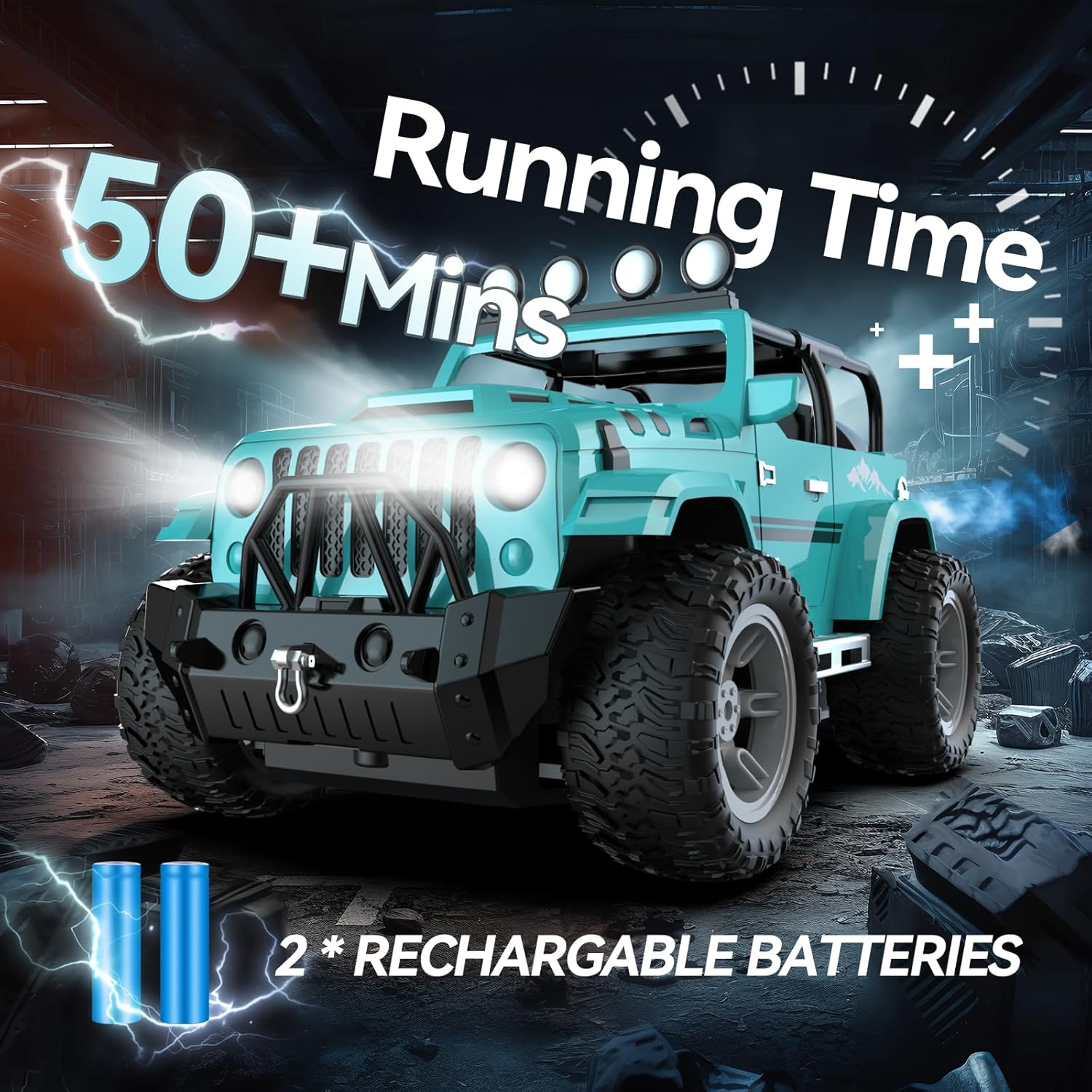 DEERC Auto Jeep Telecomandata 1:16 con Nebbia e Musica - immagine 5