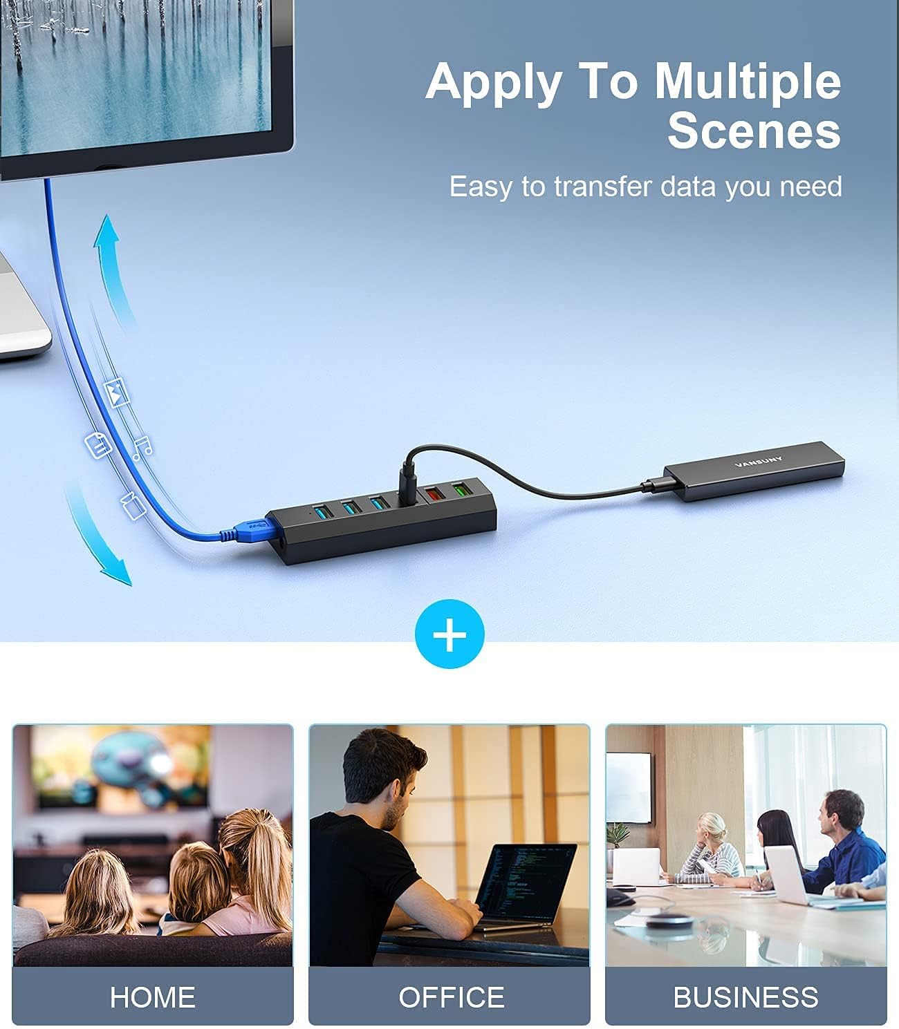 Vansuny Hub USB 3.0 Alimentato 6 in 1 - immagine 2