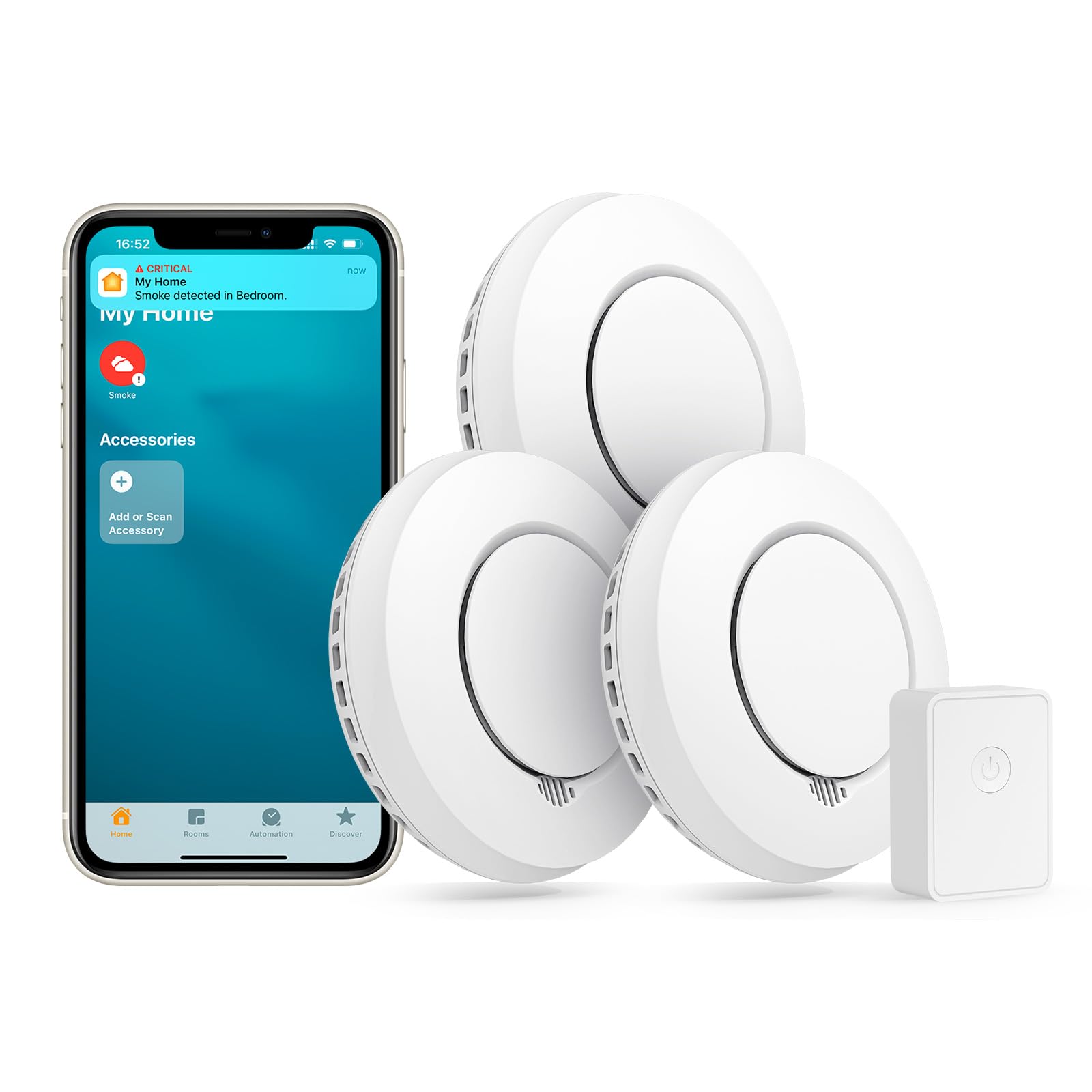 Meross Rilevatore di Fumo WiFi con Hub (3 pz)