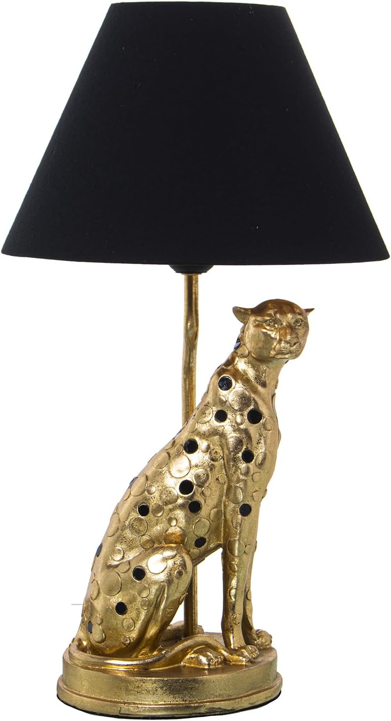 LÁMPARA SOBREMESA RESINA PANTERA DORADA 1XE27 - immagine 1