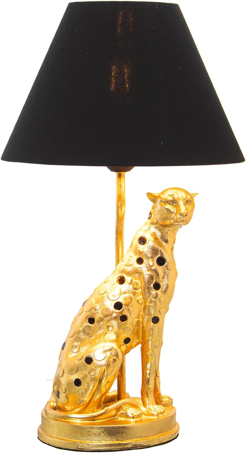 LÁMPARA SOBREMESA RESINA PANTERA DORADA 1XE27 - immagine 2
