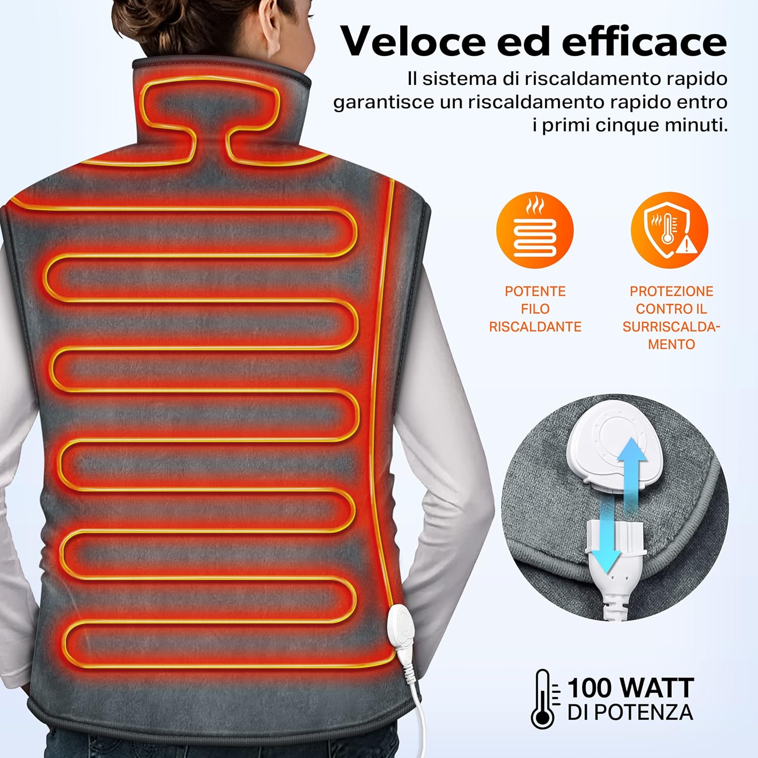 Termoforo Elettrico 60x85cm per Spalle, Collo e Schiena - immagine 2