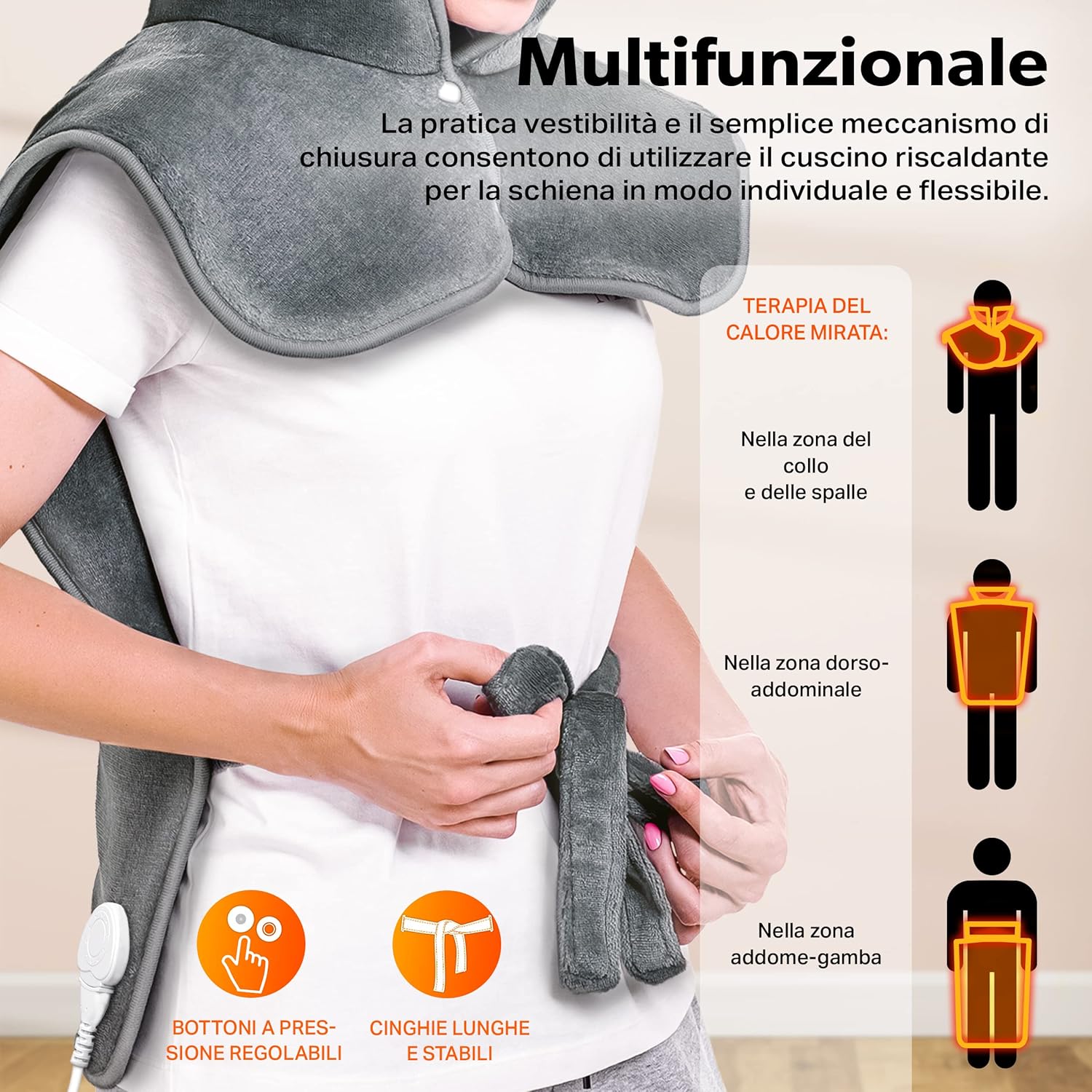 Termoforo Elettrico 60x85cm per Spalle, Collo e Schiena - immagine 6