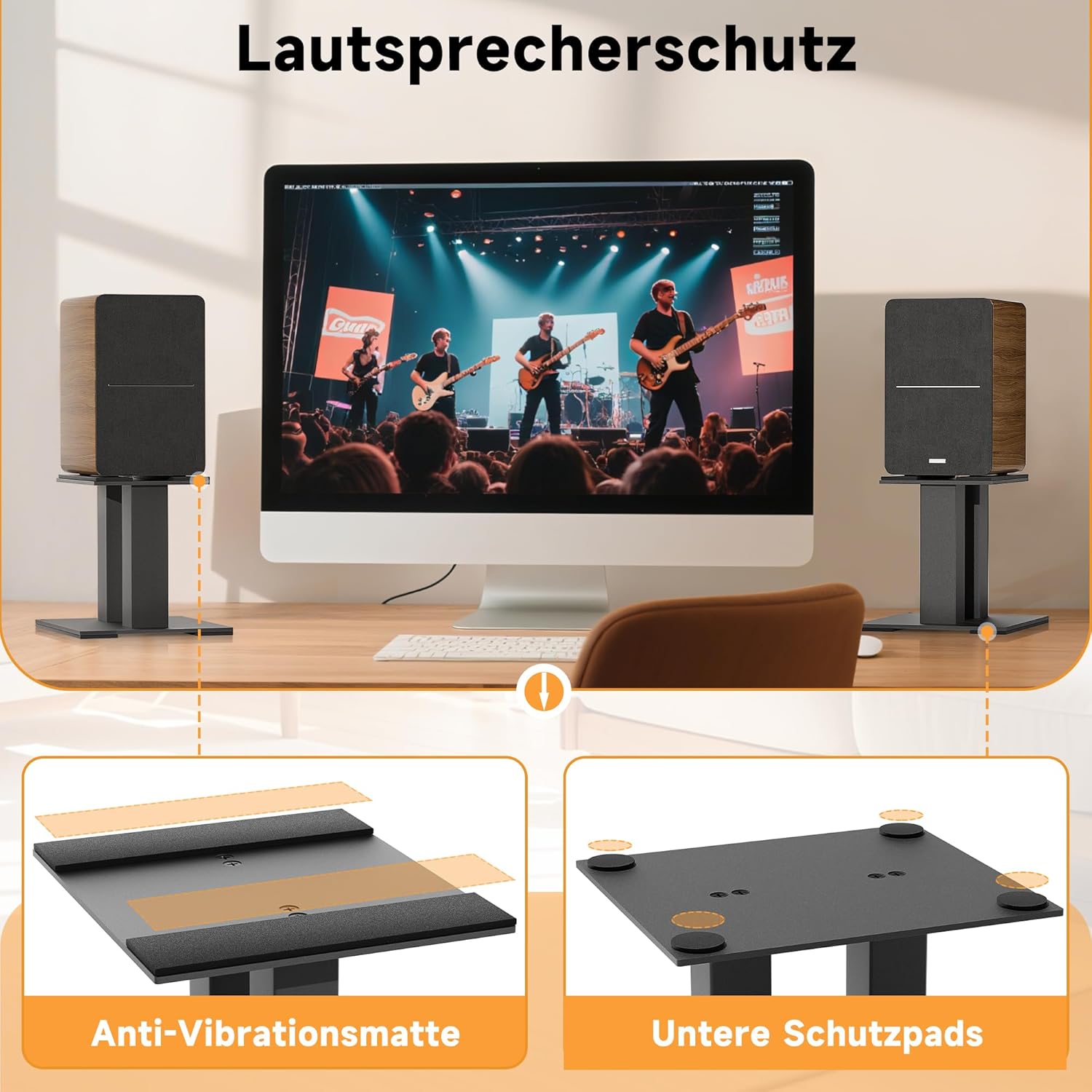 Ouutmee Supporto Audio Desktop 15cm in Metallo, Nero - immagine 5