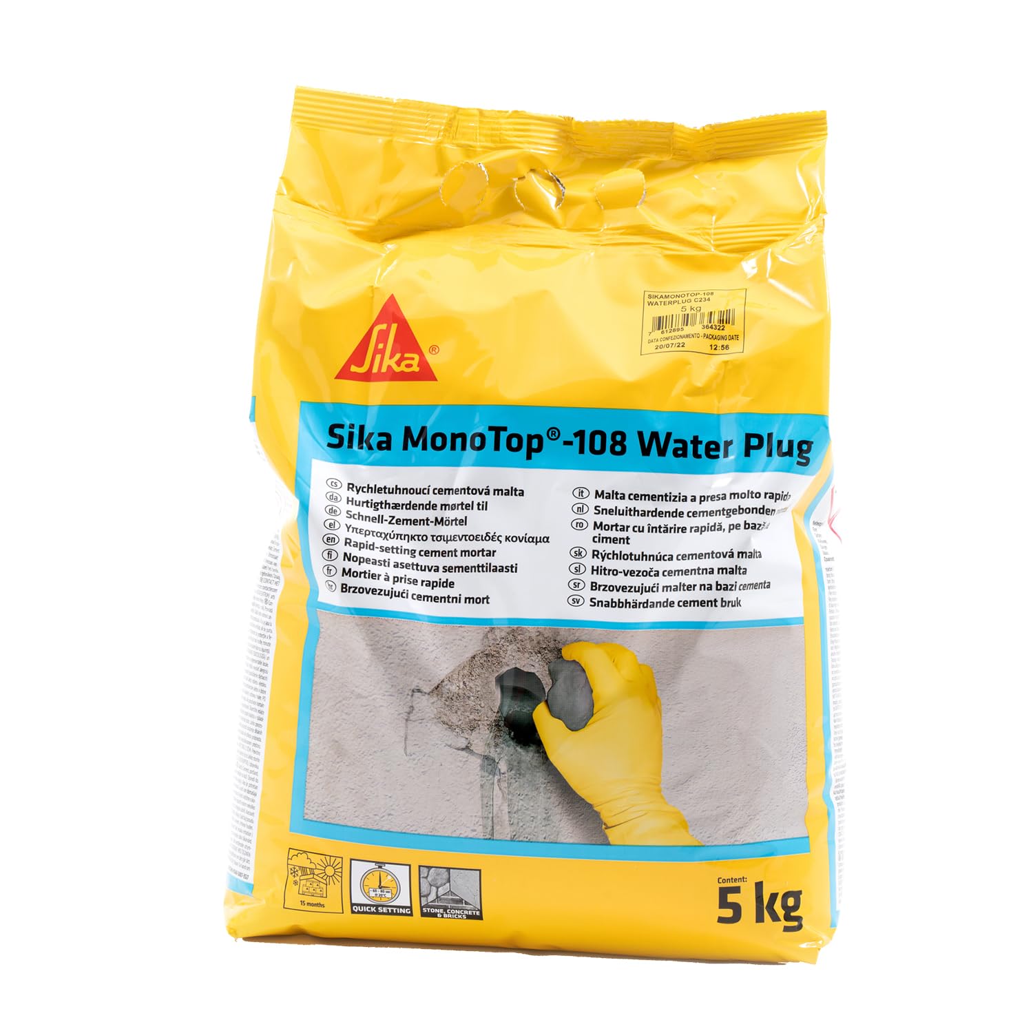 Sika Monotop 108 WaterPlug - Miscela Cementizia 5kg, Grigio