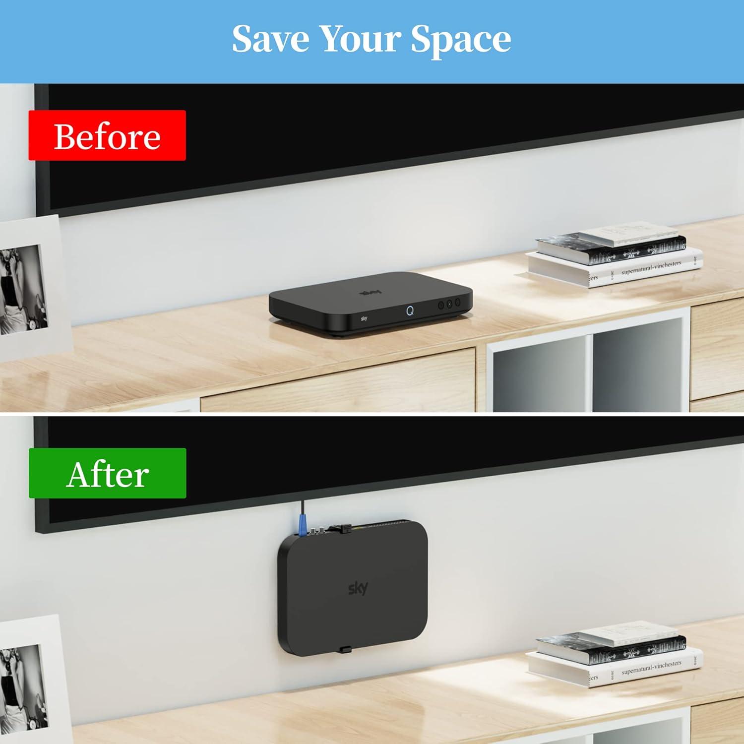 Cozycase Staffa a Parete per Sky Q Box 1TB/2TB, Nero - immagine 3