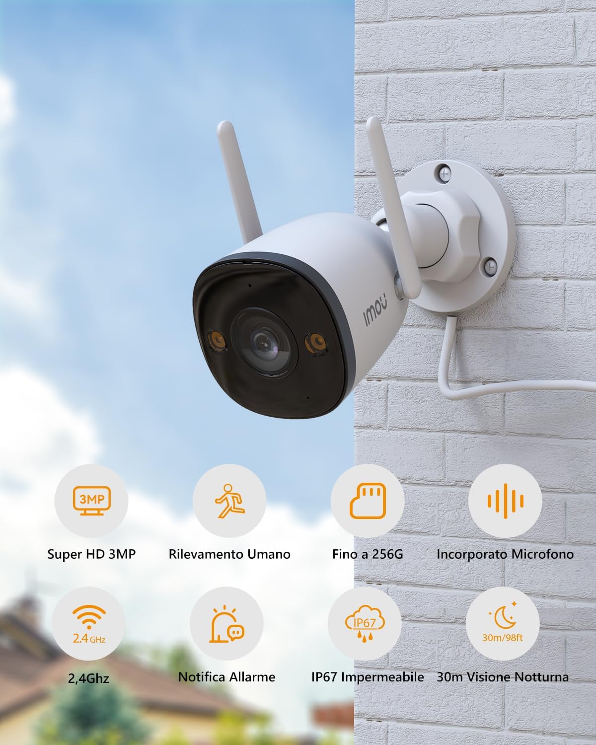 Imou Bullet 2C - Telecamera WiFi Esterna 3MP 2K - immagine 2