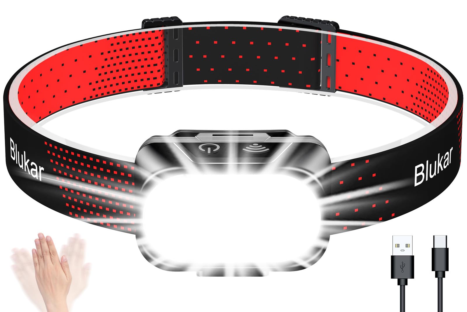 Blukar Torcia Frontale LED Ricaricabile 2000 Lumen