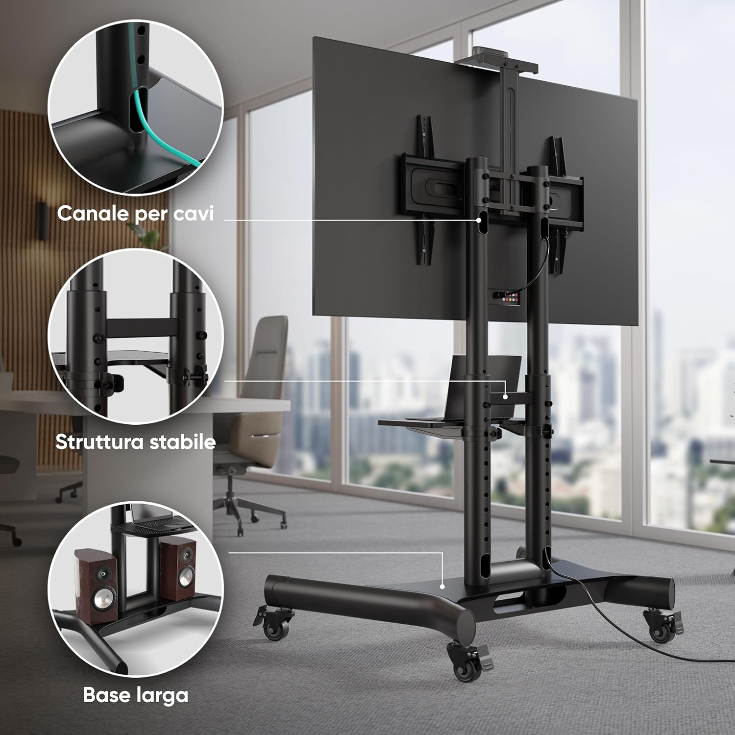 Onkron Supporto TV da Pavimento 40-70 pollici, Nero - immagine 7