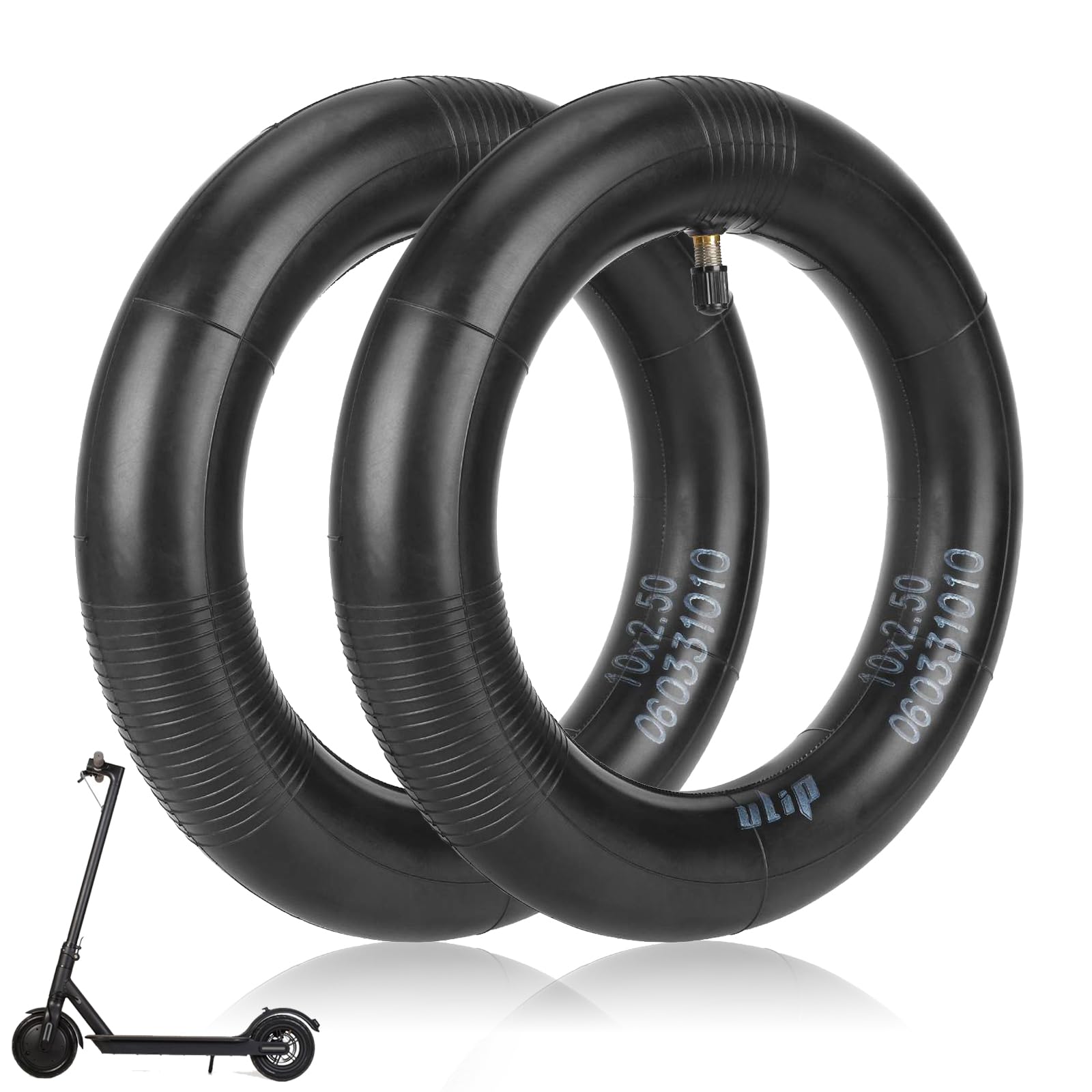 Camera d'Aria 10 x 2,5 per Monopattino Elettrico, 10 Pollici Doppio Spessore Camera d'Aria per MAX G30/G30P/G30LP/Kugoo M4, 60/70-6,5 Scooter Elettrico Anteriore/Posteriore Ruota di Ricambio
