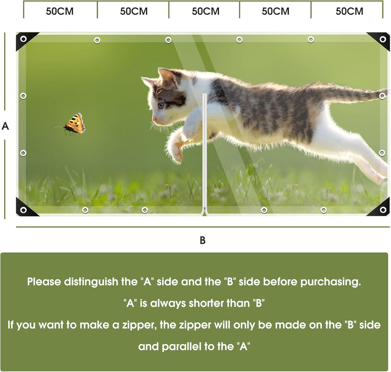 Telone Trasparente in PVC 3x3m con Zip e Occhielli - immagine 6