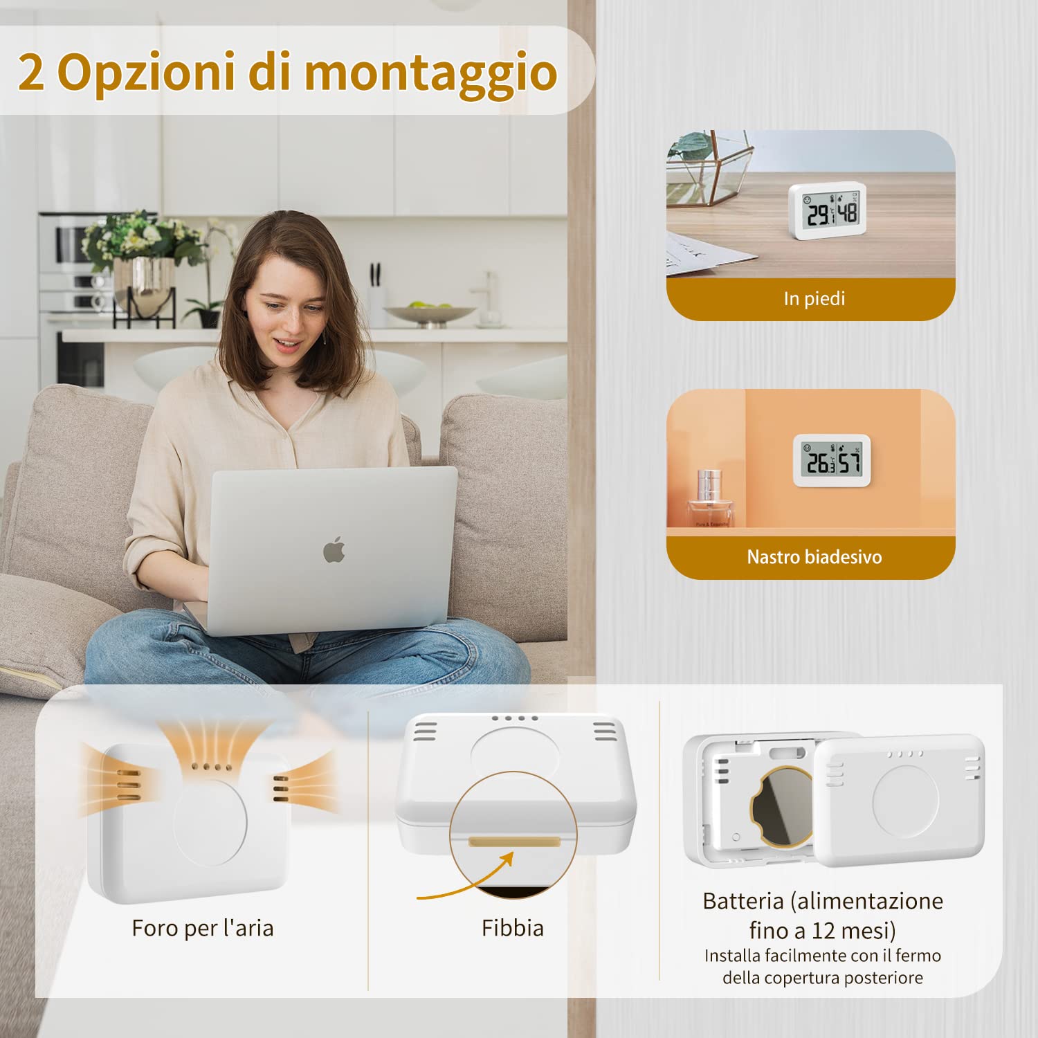 Doomay 2-Pack Mini Igrometri per Interni - immagine 6