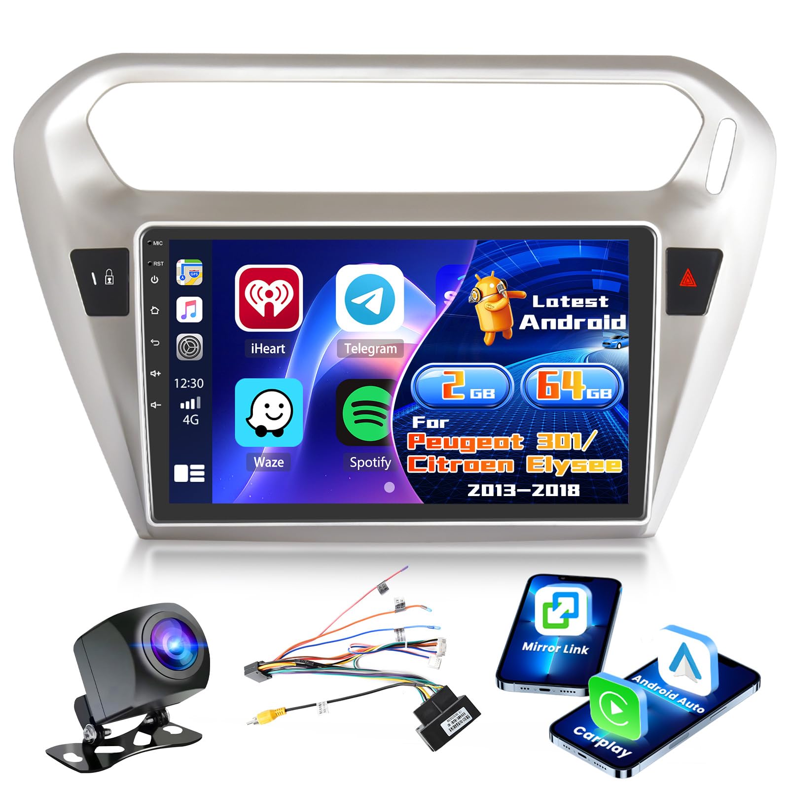 Autoradio Android 15 9'' per Peugeot 301/Citroen Elysee