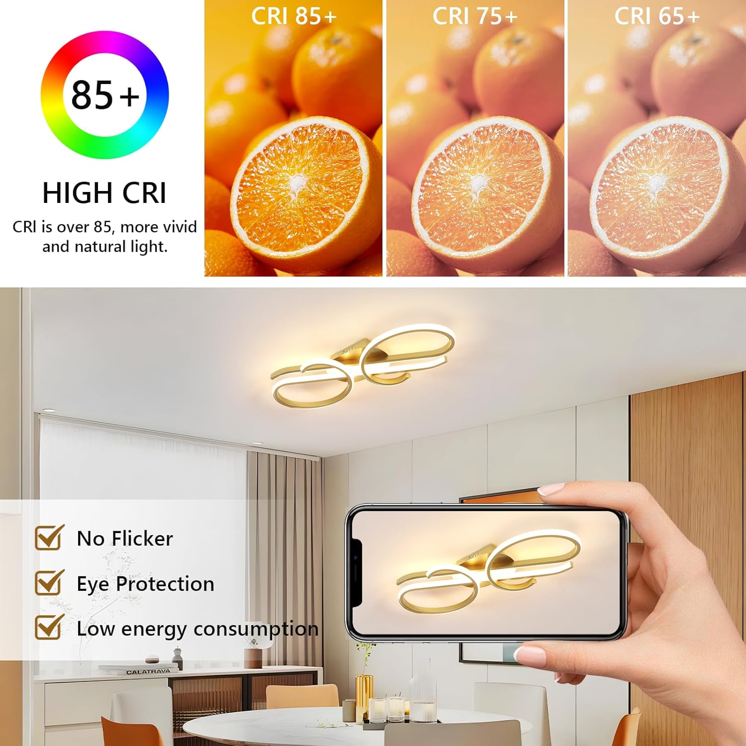 Riserva Plafoniera LED Soffitto Dimmerabile Oro 29W - immagine 4