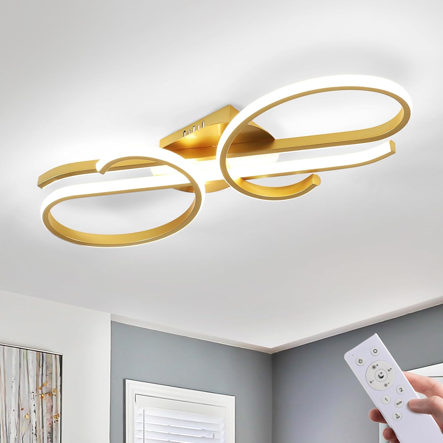 Riserva Plafoniera LED Soffitto Dimmerabile Oro 29W - immagine 9