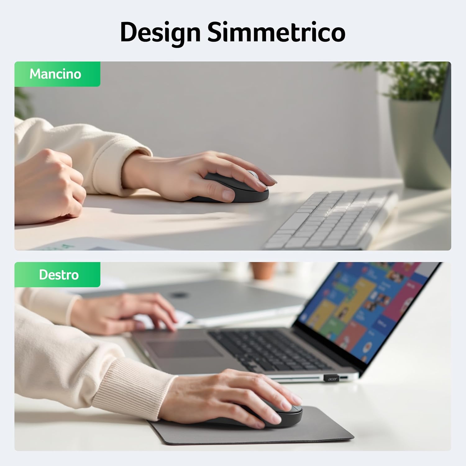 Acer Mouse Bluetooth Wireless Silenzioso 1600 DPI - immagine 4